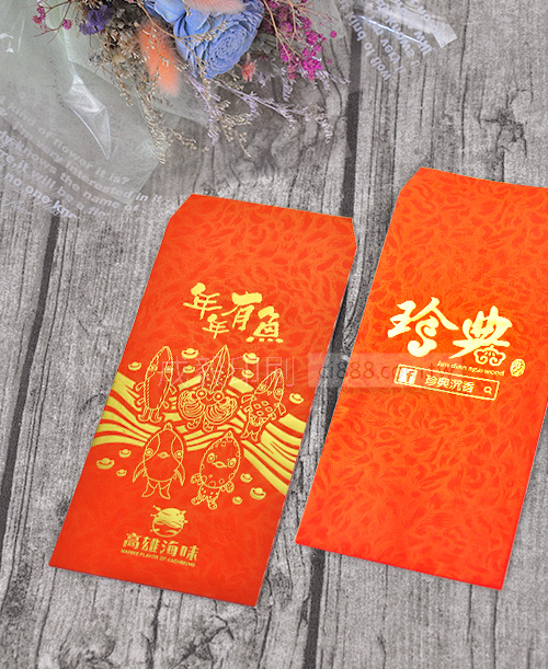 高雄印刷 - 鳳花紋燙金-紅包袋客製化設計印刷